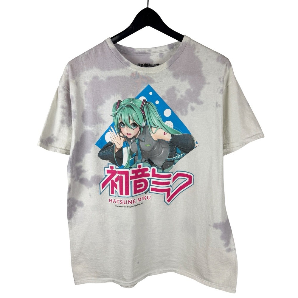Mens Hatsune Miku Anime Manga Tie Dye Crypton Graphic Shirt Size L